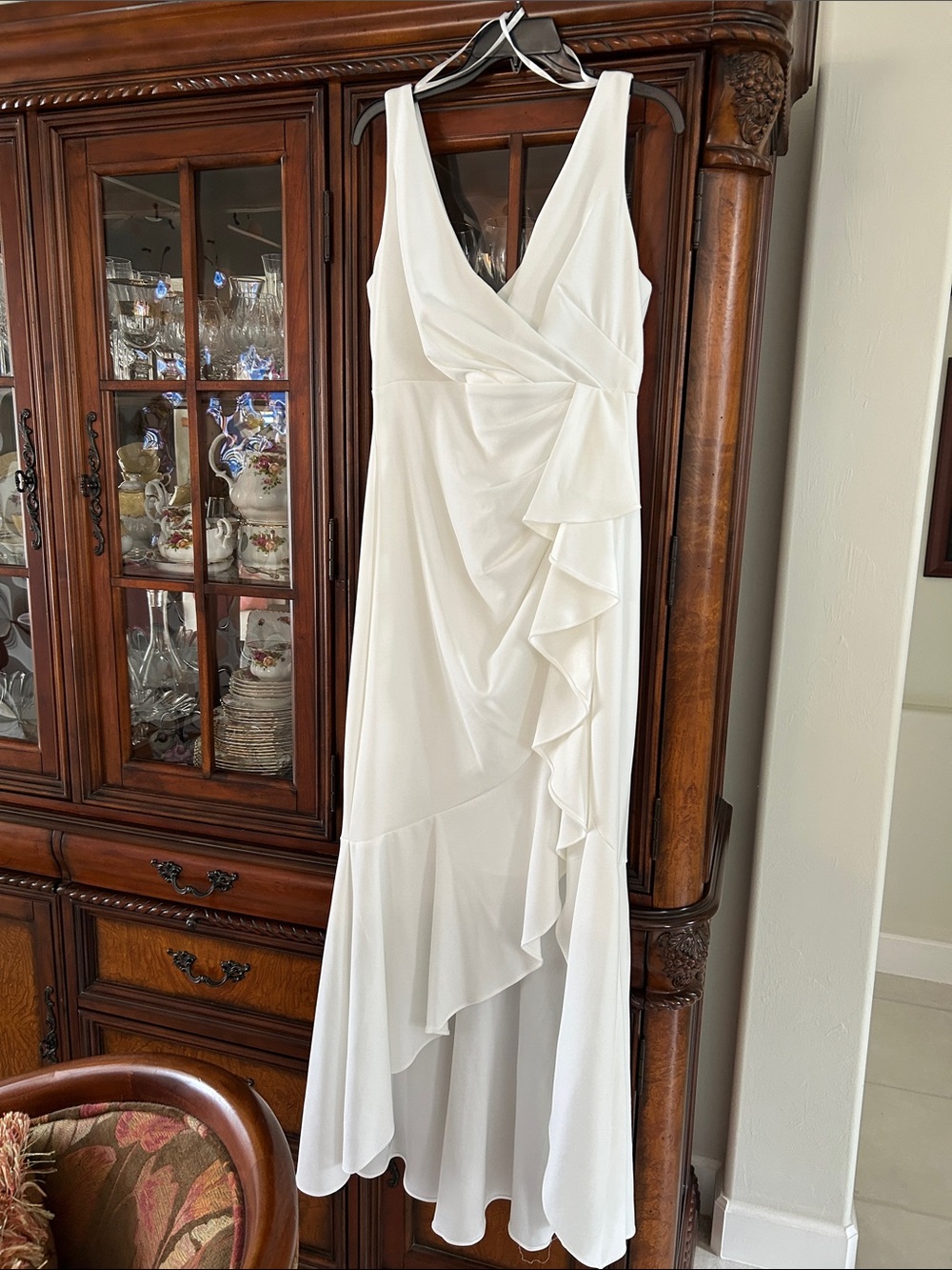 White Betsey & Adam Ruffle Hi-Lo Dress NWT